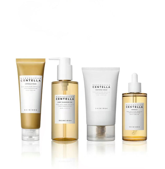 Madagascar Centella |Tone Brightening | Ampoule Foam | Light Cleansing Oil | Soothing Cream | Korean Skincare Set ( 4-Piece )